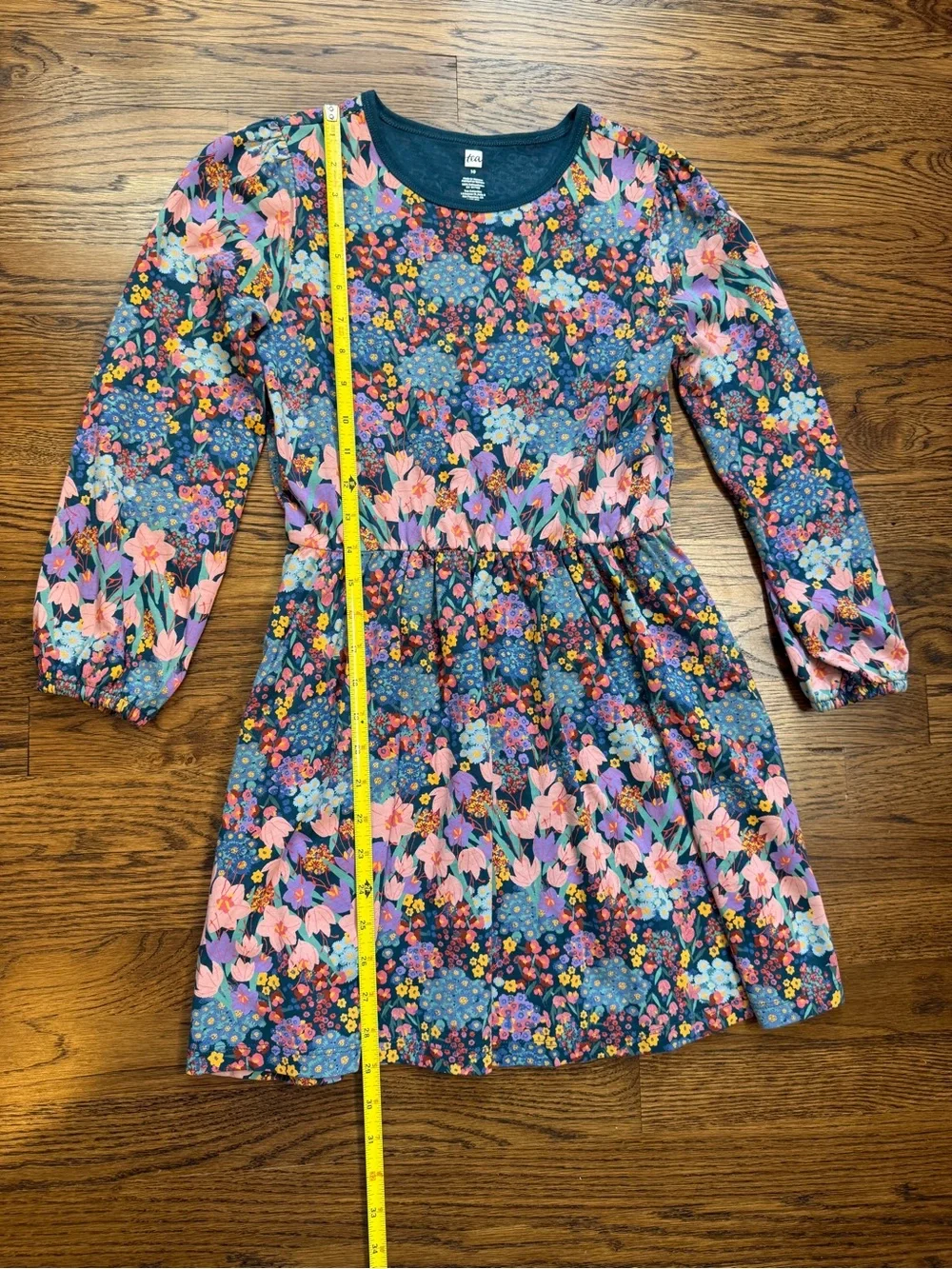 NWOT Tea Collection Girls Blouson Sleeve Wildclowers Pocket Dress 10